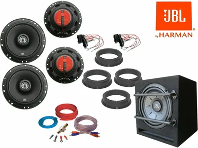 Produktbild von für VW Golf IV 4 JBL Einbauset Lautsprecher Tür vorn hinten aktiv Subwoofer