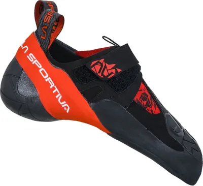 Skwama Kletterschuh von La Sportiva in Schwarz und Rot mit Klettverschluss und rutschfester Sohle.