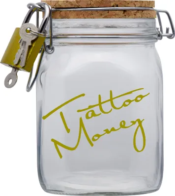 Produktbild von Spardose Geld Geschenk Ideen Tattoo Money Transparent Gold Größe L 1 Liter