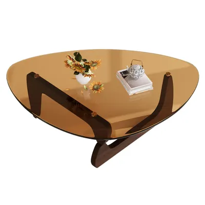 Produktbild von WISFOR Couchtisch, Wohnzimmertisch aus Glas und Holz, 110,5 x 76,5 x 42 cm