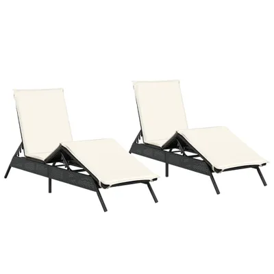 Produktbild von Sonnenliegen mit Auflagen 2 Stk. Schwarz Poly Rattan