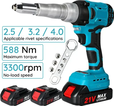 Obrázek produktu pro Akumulátorová nýtovací pistole, automatický provoz, bezkartáčový motor, 2 baterie