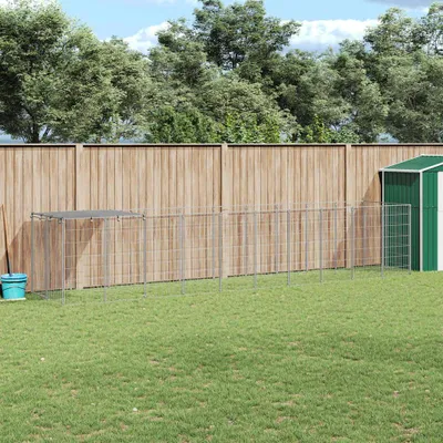 Image de vidaXL Chenil argenté 6,05 m² Acier