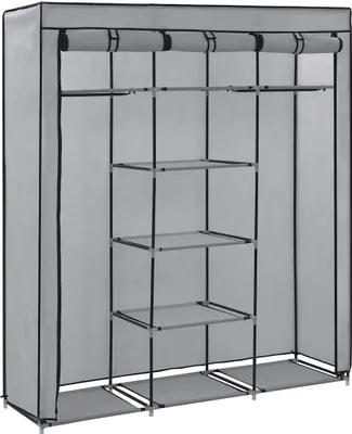 Obrázok produktu pre vidaXL Šatníková skriňa s policami a tyčami Sivá 150x45x175cm Látka