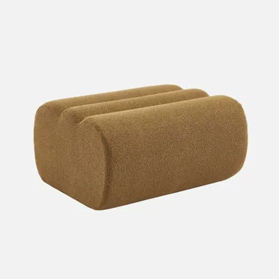 Produktbild von sweeek - Hocker, Fußhocker mit strukturiertem Bouclé-Bezug - Senfgelb