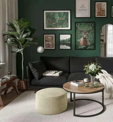 Produktbild von Runder CIRI Couchtisch mit Pouf Wotan Eiche Artisan Stirling