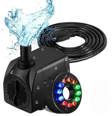 Produktbild von Wasserhahn- 800 l/min- Doppelpumpe- Ultraleicht- für Brunnen/Garten/Teich- 12 LED-Lampen- 16 W
