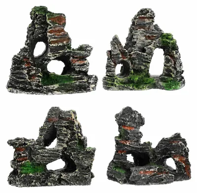 Produktbild von FuYelng 4 Stück Aquarium Rock Cave Dekoration, Deko Höhle Harz Aquarium
