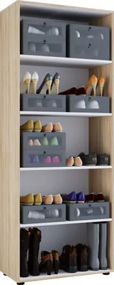 Produktbild von VCM XL Holz Großer Schuhschrank Schuhkommode Schuhregal Groß Vandol 5 Fächer Sonoma-Eiche (Sägerau)
