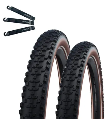 Produktbild von 2 x Fahrradreifen Schwalbe Smart Sam Performance ADDIX E-25 Braun-Reflex 57-622 (29 x 2.25) inkl. maxxi4you Reifenheber