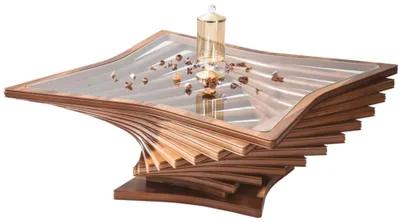 Image de Table basse moderne en bois, couleur marron, confortable, pratique et élégante, idéale pour le salon