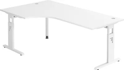 Produktbild von bümö Schreibtisch Serie-O - Nachbildung: Weiß, Größe: Eckschreibtisch 200 x 120 cm, Gestell: Weiß
