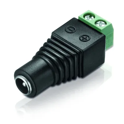 Produktbild von adaptare 93522 Niedervolt Adapter (Terminalblock 2-polig auf DC-Hohlbuchse), 5,5x2,1mm, schwarz