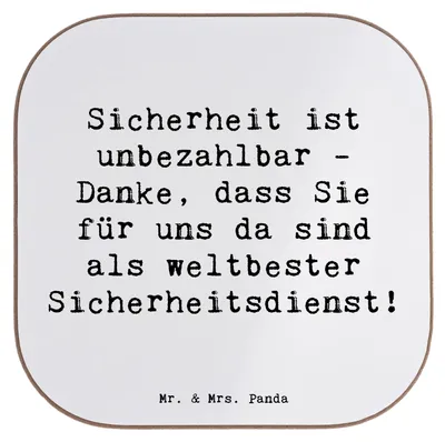 Produktbild von Mr. & Mrs. Panda Tischuntersetzer Spruch Weltbester Sicherheitsdienst - Weiß - Geschenk, gläseruntersetzer, Geschenke, Heldentum, Bedanken, Anerkennung, Wertschätzung