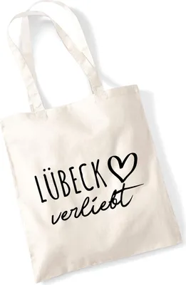 Produktbild von Huuraa Jutebeutel Lübeck verliebt 10 Liter Natural Baumwolle Tasche Geschenkidee