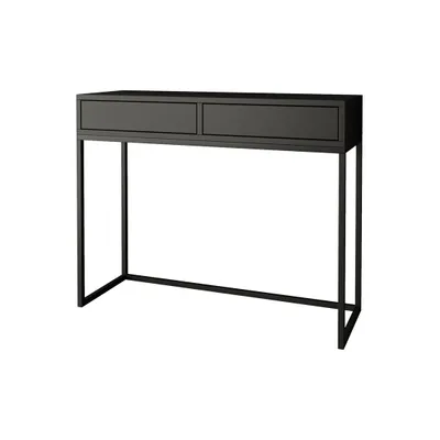 Produktbild von BEAUTYSOFA | Konsolentisch LANGO 100 cm - Konsole mit 2 Schubladen, Schminktisch, Schwarz mit Metallbeine in Schwarz