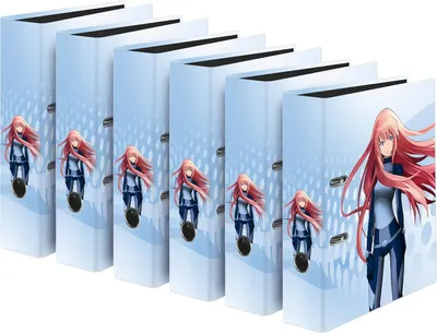Produktbild von Original Falken 6er Pack Motiv-Ordner Manga Girl. Germany. 8 cm breit DIN A4 Ringordner Aktenordner Briefordner Büroordner Plastikordner Motivordner
