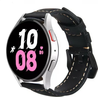 Produktbild von Strap-it Samsung Galaxy Watch 5 - 44mm Lederarmband (Schwarz)