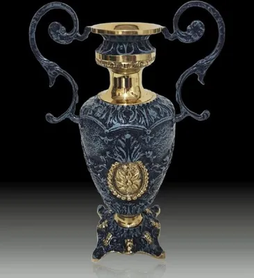 Produktbild von Casa Padrino Luxus Barock Vase Blau / Gold 23 x H. 34 cm - Handgefertigte Barockstil Blumenvase