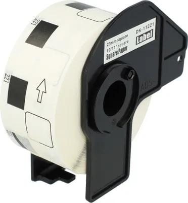 Produktbild von vhbw Rolle mit Halter 23mm x 23mm (1000 Etiketten) kompatibel mit Brother PT QL500BW, QL-1110NWB, QL-500, QL-500A, QL500BS Drucker - Premium Weiß