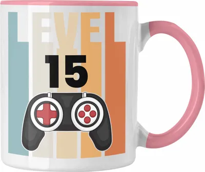 Produktbild von Trendation - 15. Geburtstag Tasse Gamer Jungs Jungen Geschenkidee zum Geburtstag Lustig Fünfzehn (Rosa)