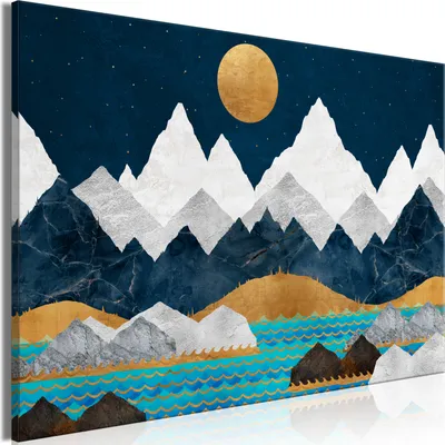 Produktbild von Vliesstoff Leinwandbild - Night in the Mountains (1 Part) Wide 90x60 cm Landschaften c-A-0226-b-a