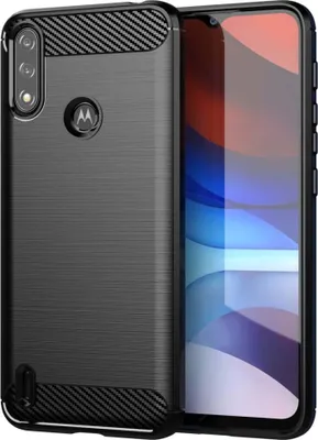 Zdjęcie produktu dla Carbon Case elastyczne etui pokrowiec Motorola Moto E7i Power czarny