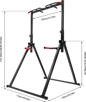 Produktbild von Klimmzugstation für Zuhause - Freistehende Klimmzugstange - Doppelte Halterungen - Höhenverstellbar 175–230 cm - Max. 200 kg - Kohlenstoffstahl 1,2 mm