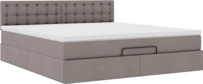 Produktbild von Ottoman-Bett mit Matratze Taupe 160x200 cm Stoff