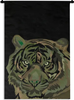 Produktbild von MuchoWow® Wandteppich Wandbehang Tiger - Camouflage - Kopf 90x135 cm Tapisserie Dekoration Wandtuch - Baumwolle - Wandskulptur