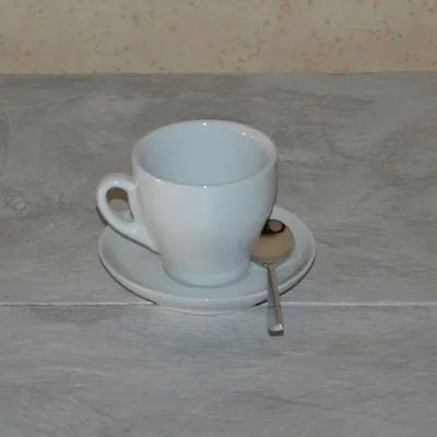 Zdjęcie produktu dla Filiżanka i spodek do cappuccino dla 1 osoby, biała porcelana