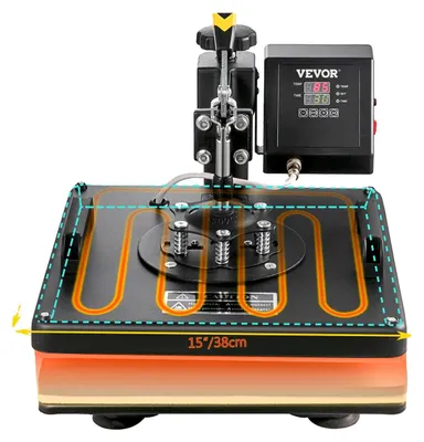 Produktbild von VEVOR Heizpresse 8 in 1 Heizpresse Maschine 38x38cm Wärmeübertragungsmaschine 15x15 Zoll T-Shirt Presse Multifunktionale Sublimationsmaschine für T-Shirt Tasse Hut Plattenübertragung, 10 in 1-b, Metall-g