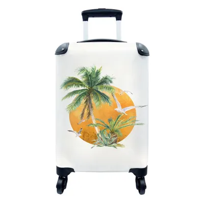 Produktbild von MuchoWow® Koffer Handgepäck Trolley Rollkoffer Kleine Reisekoffer mit 4 Rollen - Sonne - Vogel - Palme - Cabin Size < 55x40x23 cm & 55x40x20 cm - Fotokoffer - Kabinenkoffer - Boardgepäck - Reise-Box - Reisekoffer - Reisegepäck - Koffer mit Bild - Trolley für Kinder