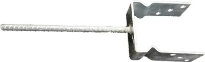 Produktbild von U-Pfostenträger Gabelweite 81 mm mit Wulst zum Einbetonieren, Riffeldolle 300 mm feuerverzinkt, Gesamtlänge 450 mm