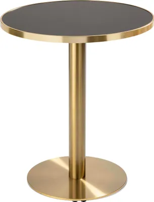 Image de Table à manger ronde 60 cm plateau noir/doré et pied doré - Oviala Montmartre