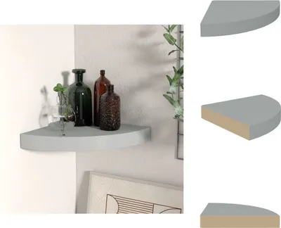 Obrázek produktu pro vidaXL Rohová plovoucí police šedá 25x25x3,8 cm MDF - Nástěnné police