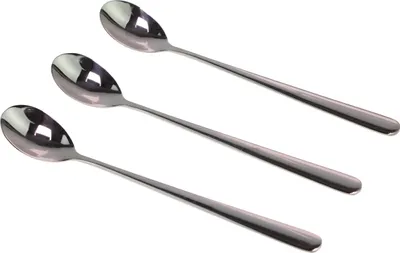 Immagine prodotto di Cucchiaio a manico lungo Fackelmann, cucchiaio per caffè freddo in acciaio inox, cucchiaio lungo per bicchieri grandi (colore: argento), quantità: 3 pezzi