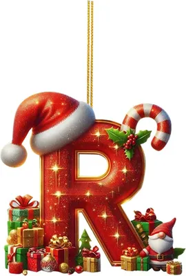 Imagen del producto de Adornos navideños con letras: 26 adornos para el árbol de Navidad con letras, desde la A hasta la Z. Adornos alfabéticos para el árbol de Navidad. Decoraciones colgantes para el árbol de Navidad