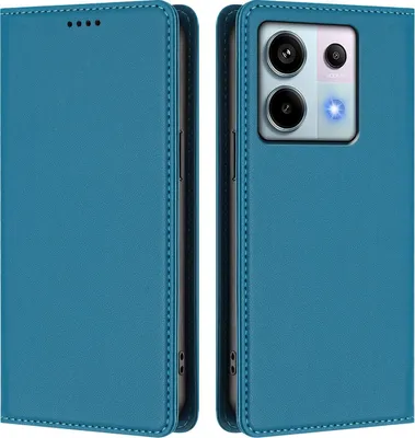 Immagine prodotto di Custodia in pelle per Xiaomi Redmi Note 13 Pro 5G, custodia a libro magnetica in Finto cuoio con supporto, blu lago