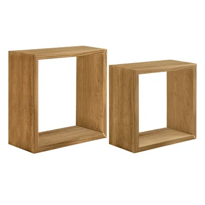Produktbild von Set mit 2 Wandregalen in Würfelform, Hängeregal Design Q-Bis Maxi - Eiche