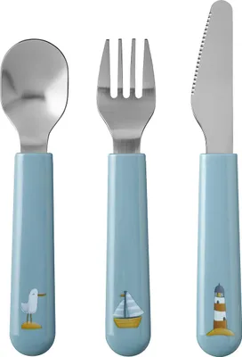 Produktbild von Mepal – Kinderbesteck 3-teiliges Set Mepal Mio – Kinderbesteck – Kinderbesteck ab 12 Monate – Inklusive Messer, Gabel & Löffel – 3er Set – Sailors Bay