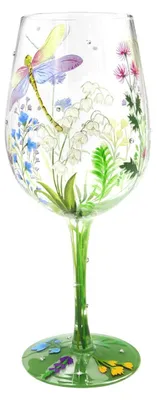 Immagine prodotto di Bicchiere da vino dipinto a mano - Libellula colorata - Design artigianale - Capacità: 15 oz - Perfetto per vino/cocktail - Regalo unico - Bicchierino