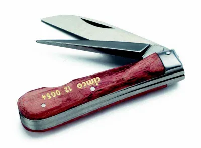 Zdjęcie produktu dla Nóż do kabli Cimco z drewnianą obudową, ostrzem i rozwiertakiem 2-częściowy 120054