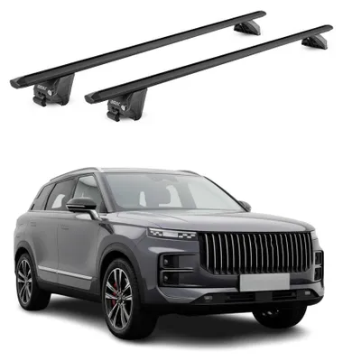 Productafbeelding van Draagrek, basissteun voor Jaecoo 7, modeljaren 2024-2026, draagvermogen 100 kg, aluminium, zwart, 2-delig, AI-gegenereerde afbeelding