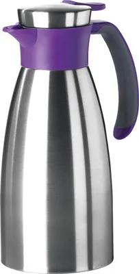 Produktbild von Emsa Soft Grip Isolierkanne, 1 Liter, Edelstahl, 12 Stunden heiß + 24 Stunden kalt, Auslaufsicher, Rutschfester Griff, Farbe Brombeer