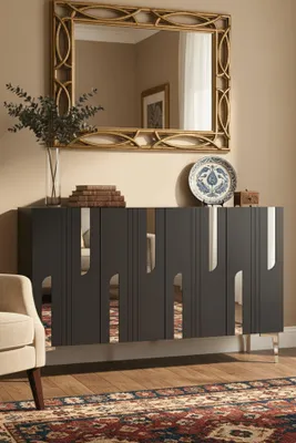 Obrázok produktu pre Skye Decor, kvalitná konzolová zostava (3-dielna) v antracitovej/striebornej farbe, 120 cm | 100% melamín