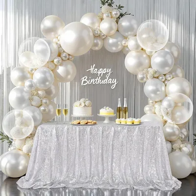 Immagine prodotto di Tovaglia con paillettes argentate, 150x255 cm. Decorazione festiva per eventi