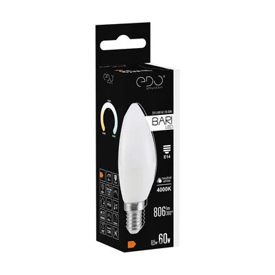 A product box for a BARI LED light bulb.
