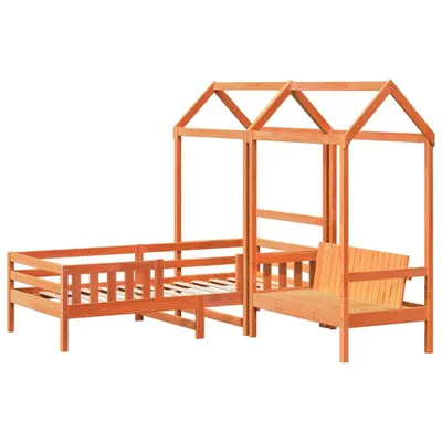 Image de Ensemble de lit et de banc avec toit sans matelas 75x190 cm