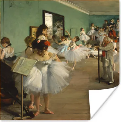 Produktbild von MuchoWow® Poster Die Ballettklasse - Gemälde von Edgar Degas 100x100 cm - Babyzimmer
